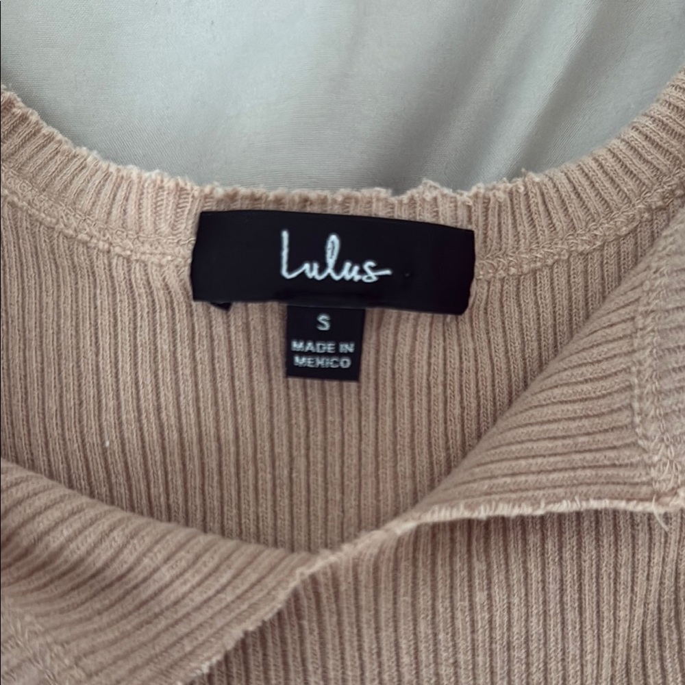 Lulu's Beige Ribbed Distressed Tank Top - Picture 2 of 3